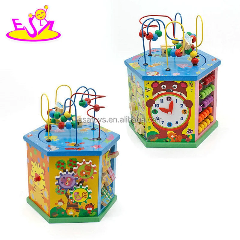 New arrival educational 6 in 1 wooden activity cube for baby W11B172