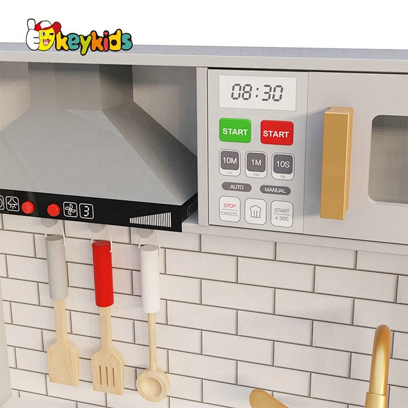 New released children wooden electronic kitchen toy with realistic functions W10C514