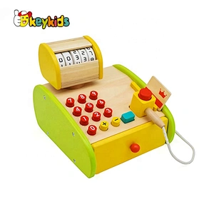 New design preschool wooden toddler cash register for pretend play W10A097