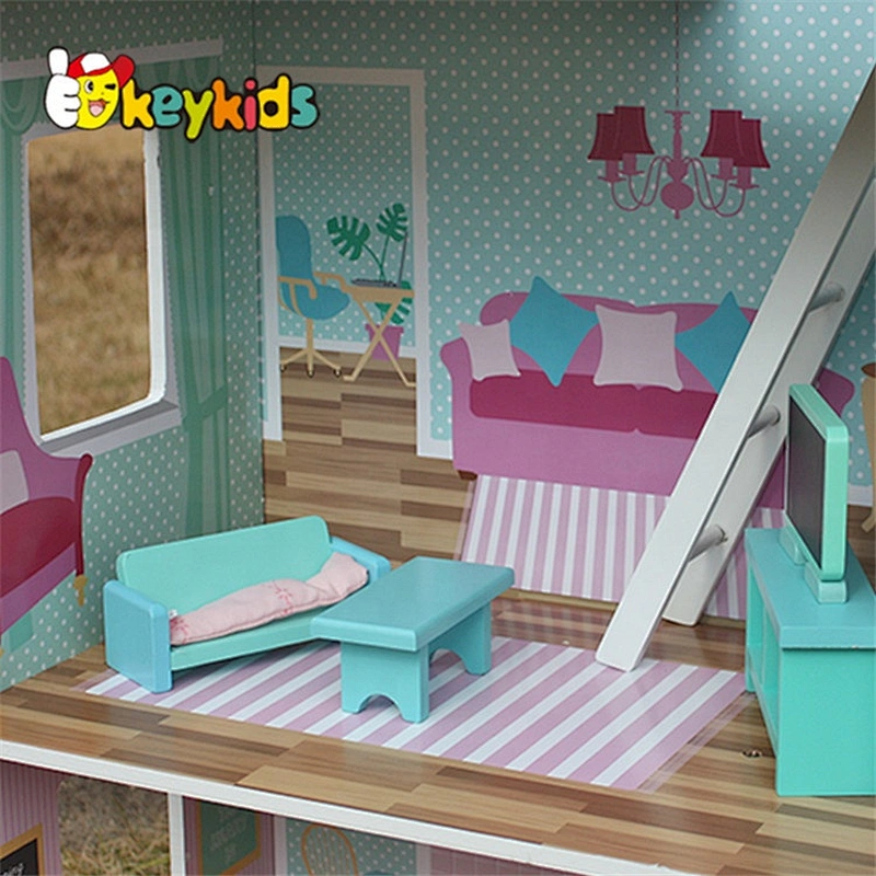 Top sale pretend play kids wooden doll houses for wholesale W06A044
