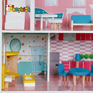 Customize simulation play wooden princess doll house for girls W06A421