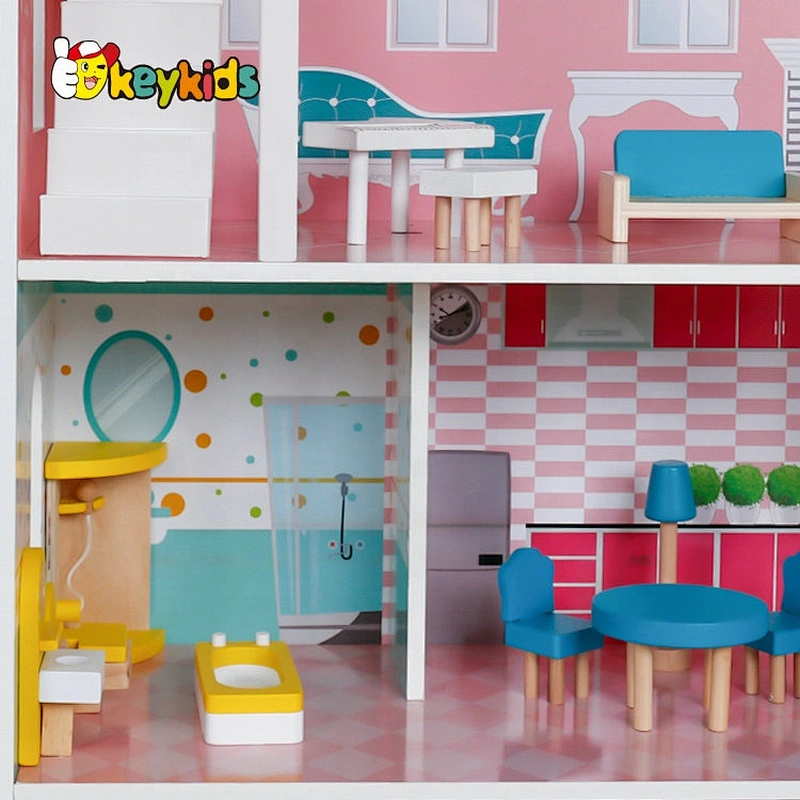 Customize simulation play wooden princess doll house for girls W06A421