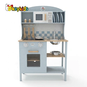 New arrival kids wooden kitchen toys play set with stainless accessories W10C545