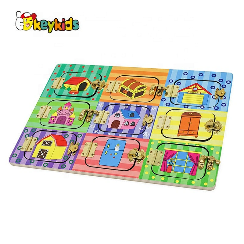 Top fashion educational wooden locks and latches board for kids W12D123