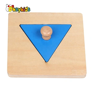 High quality 4 in 1 toddlers wooden montessori puzzle with knob W12F099