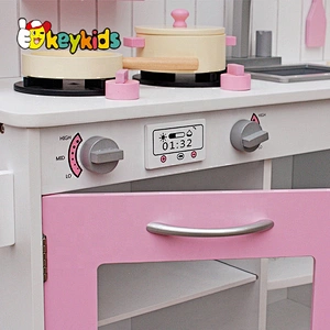 New hottest big house shaped pink wooden kids kitchen set toy for pretend play W10C336