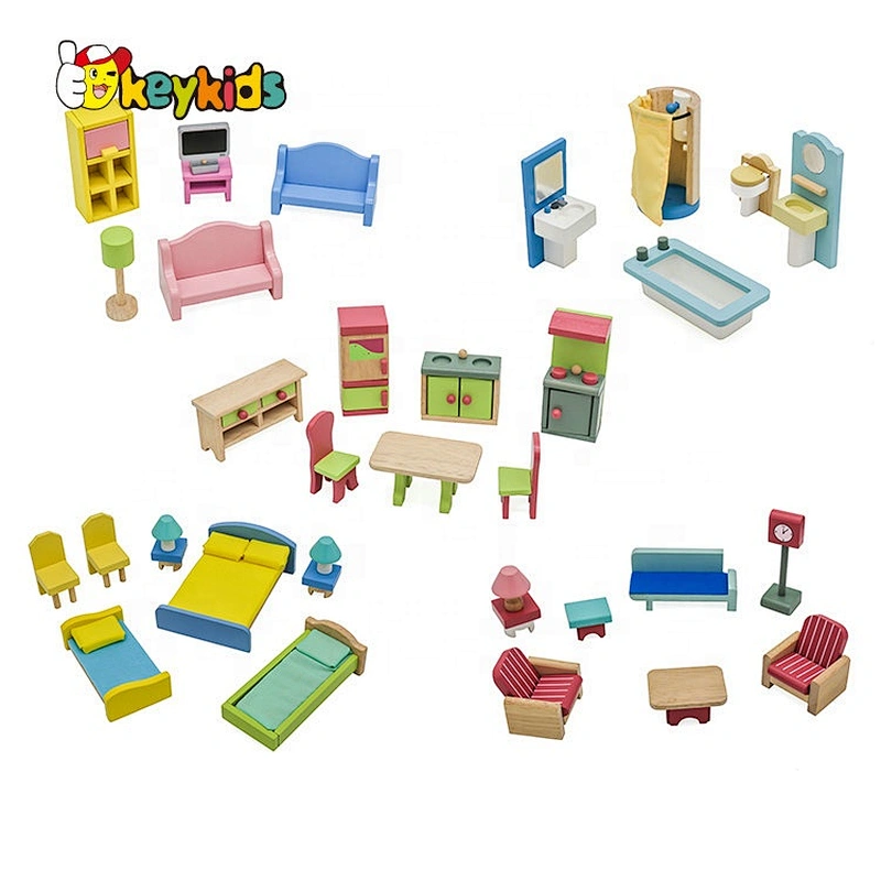 On sale pretend play mini wooden doll house furnitures for kids W06B101
