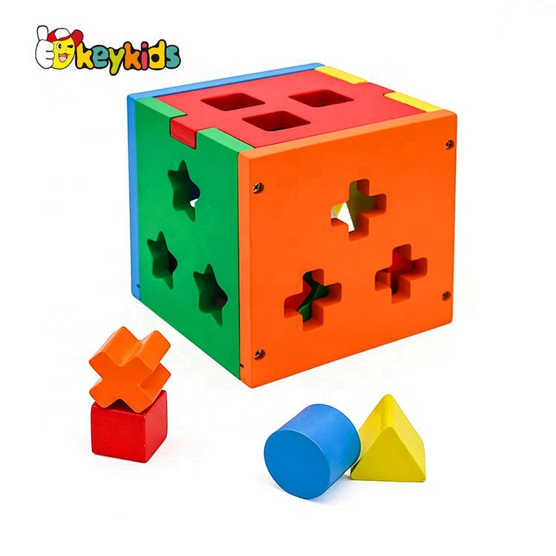 2019 New arrival shape sorting wooden learning boxes for toddlers W12D117