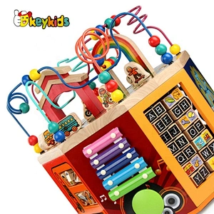 My busy town toddlers wooden activity cube with music W11B226