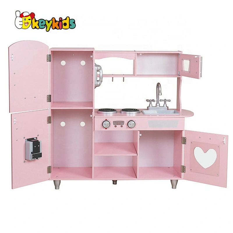 New hottest girls wooden pink toy kitchen set for pretend play W10C566