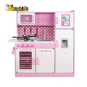 New released kids wooden kitchen set with plastic accessories W10C364B