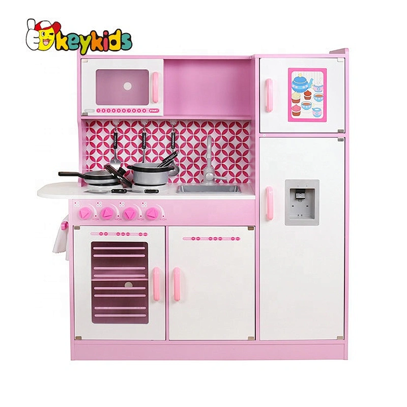 New released kids wooden kitchen set with plastic accessories W10C364B
