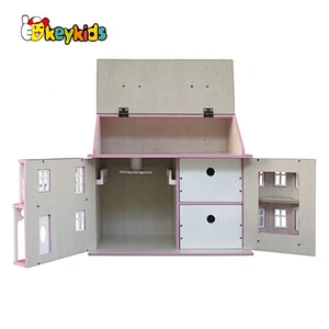 Hot selling kids miniature wooden dollhouse kits for role play W06A409