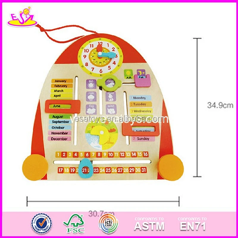 wholesale custom kids educational wooden toy baby calendar W09F005