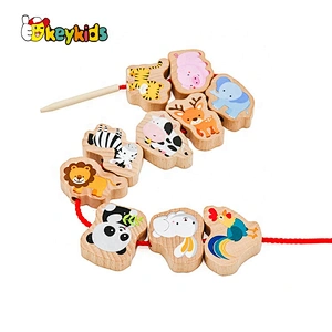 2020 Hot sale educational wooden stringing beads for toddlers W11E158