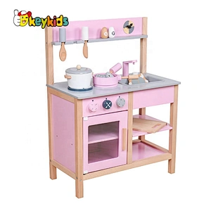 New sale simulation blue wooden play kitchen set for kids W10C457B