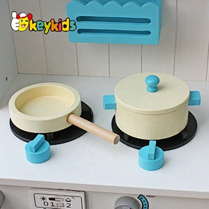 New hottest house shaped pretend blue wooden kitchen toy play set for kids W10C346