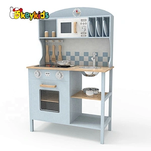 New arrival kids wooden kitchen toys play set with stainless accessories W10C545