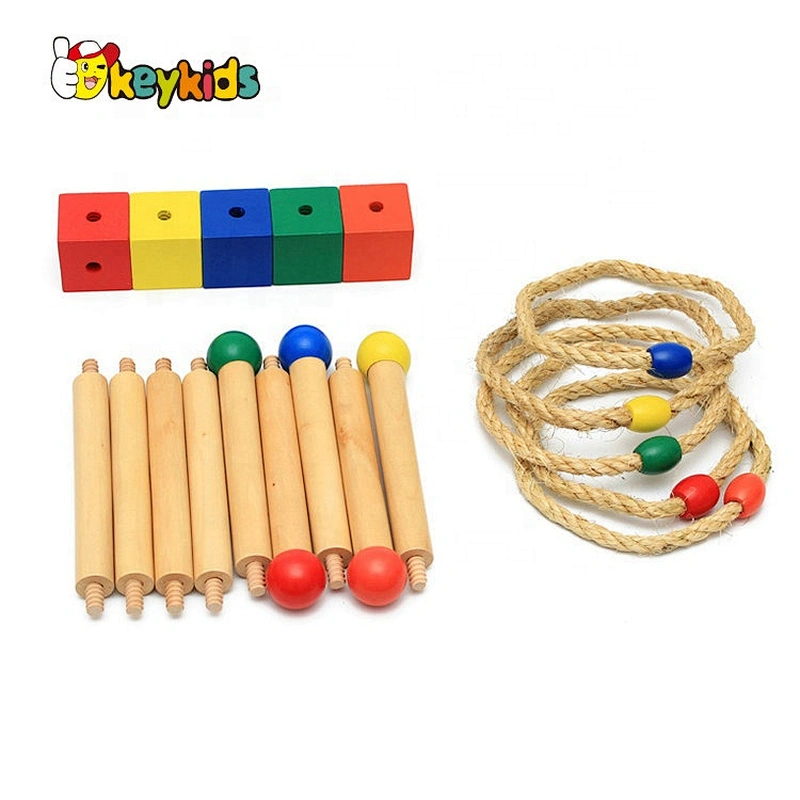 Top fashion montessori wooden ring throwing game for kids W12F107
