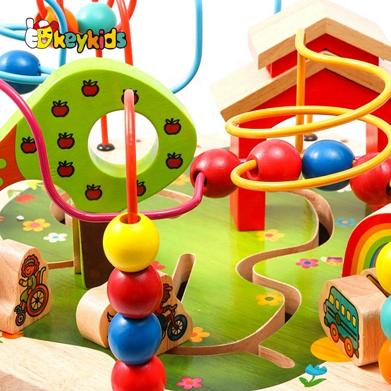 New fashion kids wooden busy time play cube with music W11B240