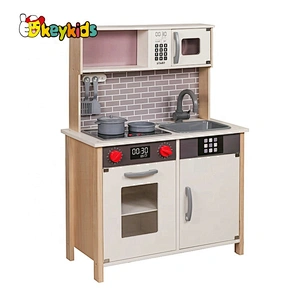 Ready to ship kids wooden kitchen toy with electronic stove W10C528