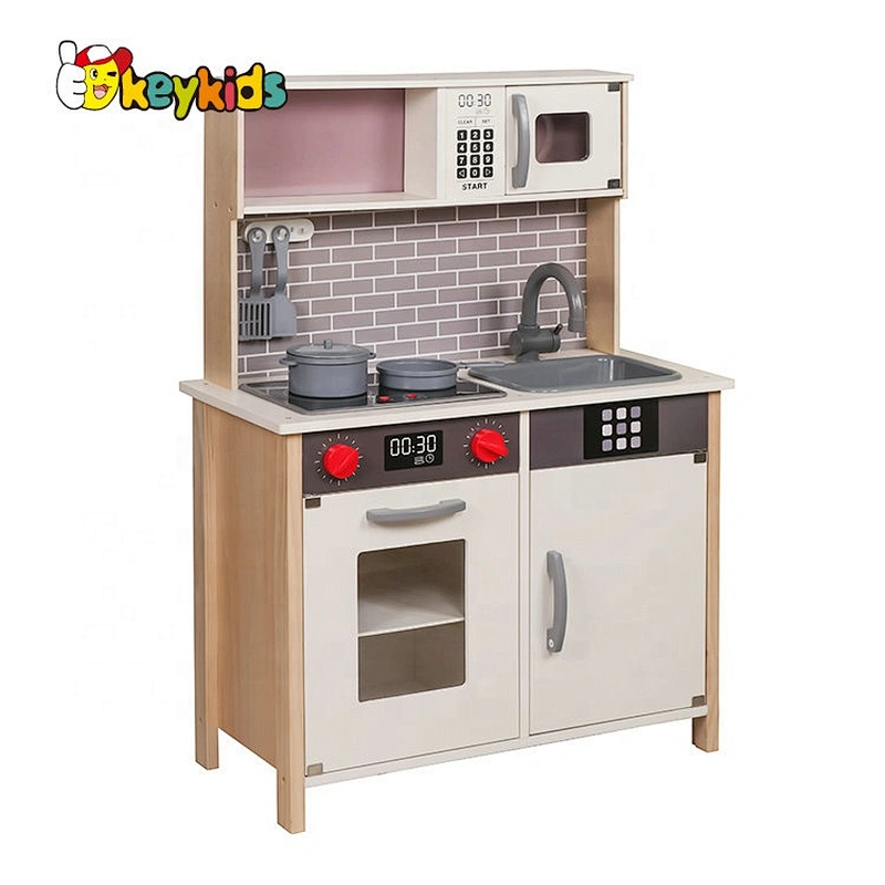 Ready to ship kids wooden kitchen toy with electronic stove W10C528