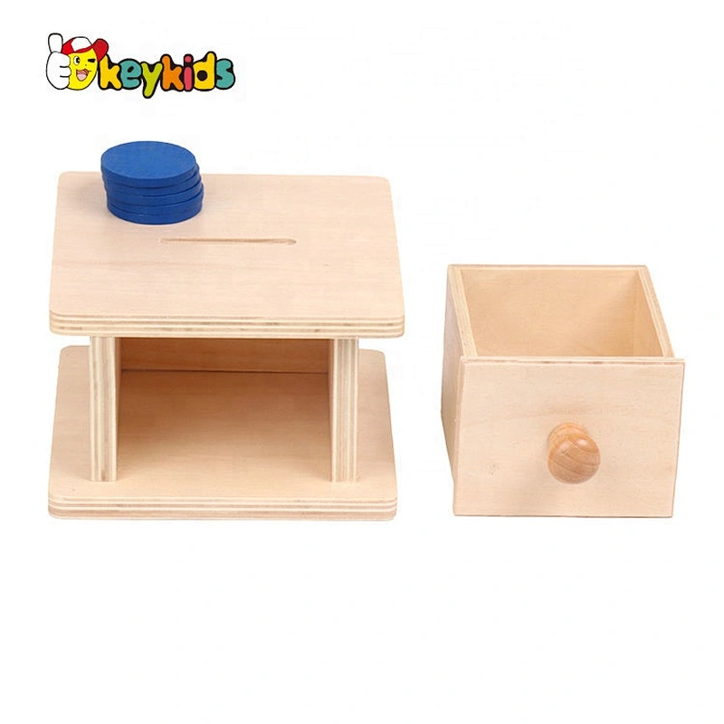 High Quality Educational Wooden Montessori School Toys Coin Box For Children W12F089