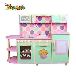 New design large kitchen wooden kids cooking toys for pretend play W10C283