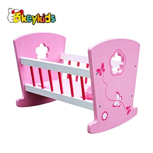 Top sale kids wooden toy 18 inch doll bed for wholesale W06B052