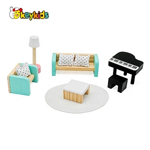 New design living room wooden dollhouse lounge furniture set for children W06B092