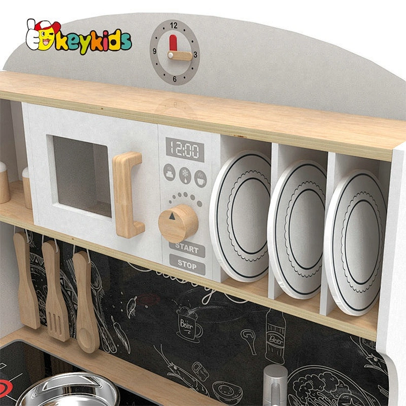 New arrival children wooden toy kitchen play set with accessories W10C546