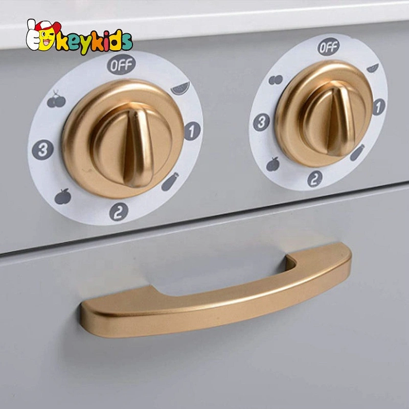 Customize kids gold wooden play kitchen with accessories W10C490