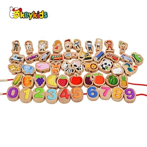 2020 Hot sale educational wooden stringing beads for toddlers W11E158