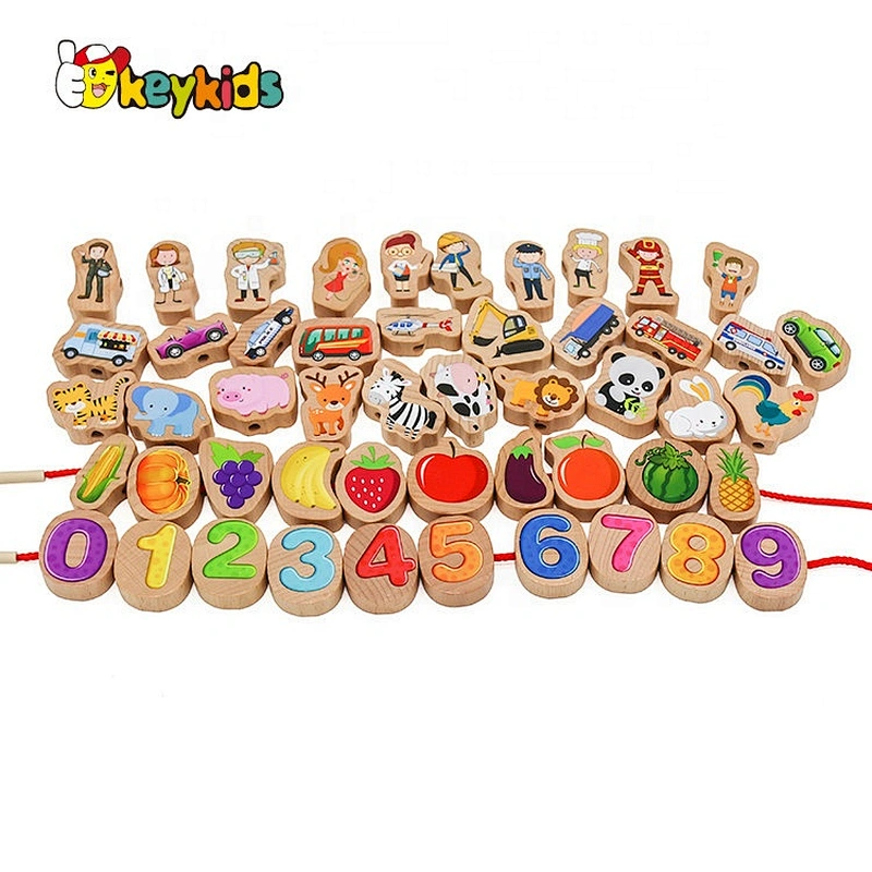 2020 Hot sale educational wooden stringing beads for toddlers W11E158