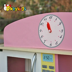 New design kids pretend play pink wooden kitchen toy W10C238