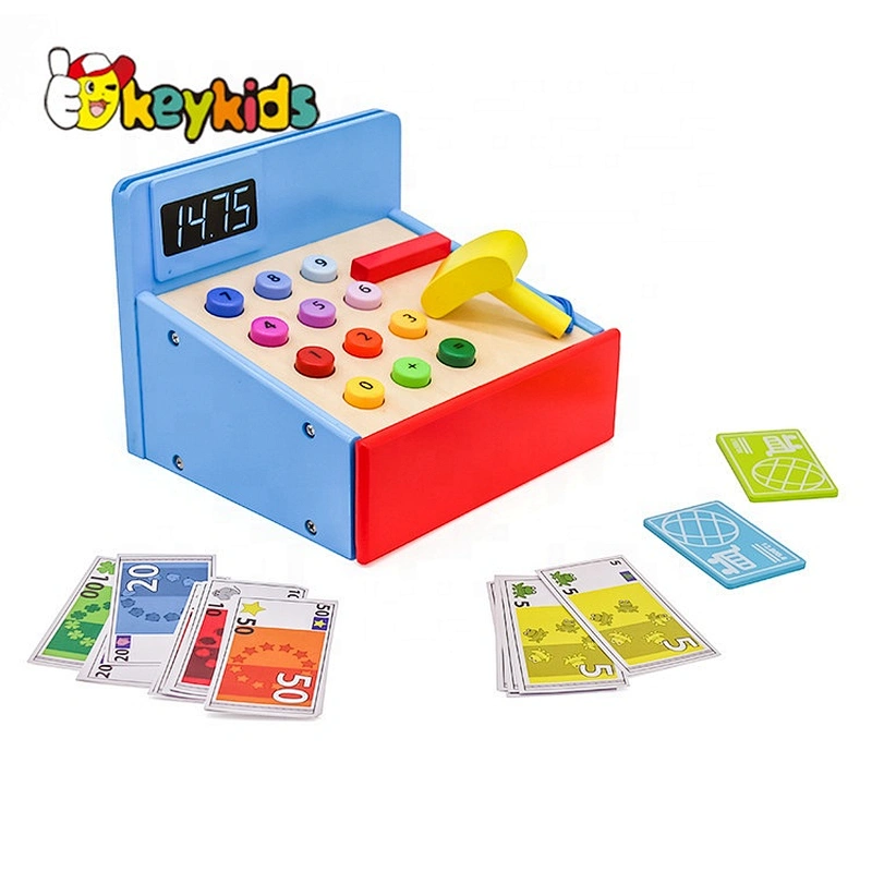 Best design baby wooden mini toy pos cash register for pretend play W10A021