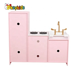 New released pretend wooden pink kitchen play set for children W10C479