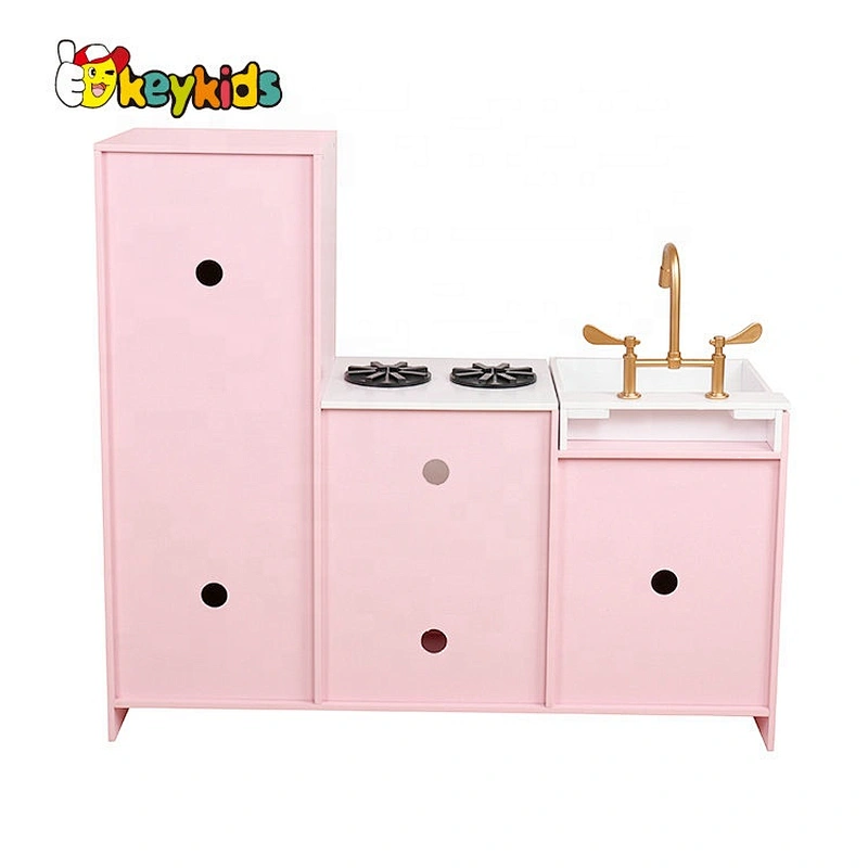 New released pretend wooden pink kitchen play set for children W10C479