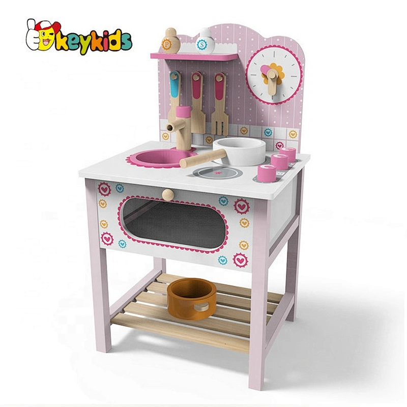 New Original Design pink wooden play kitchen set for girls W10C549