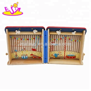 New design cartoon circus toy wooden small dollhouse for children W06A327