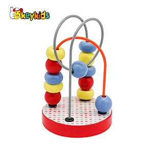 Customize colored wooden bead maze toy for baby W11B261