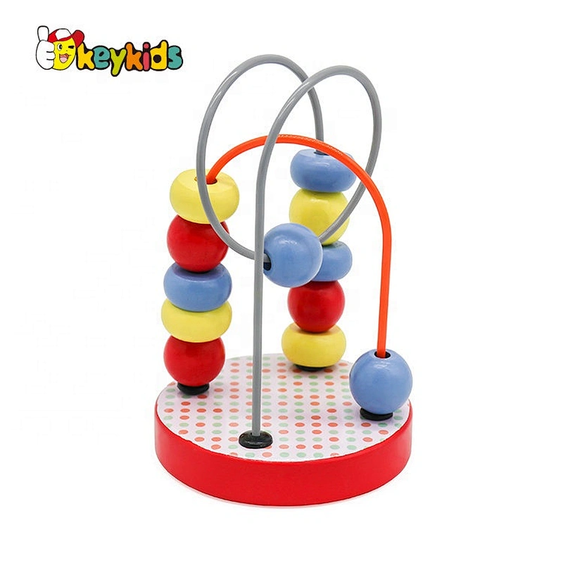 Customize colored wooden bead maze toy for baby W11B261