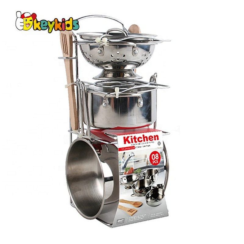 wholesale 8 PCS metal kitchen toy pots and pans set for kids M03A001