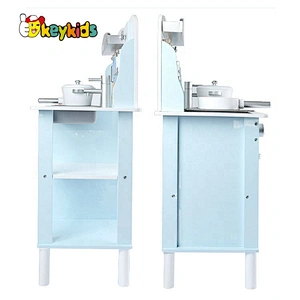 Top sale play cooking wooden pink toy kitchen for children W10C471