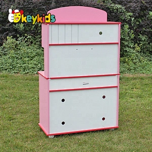 new design pretend play pink wooden kitchen set for girls W10C232