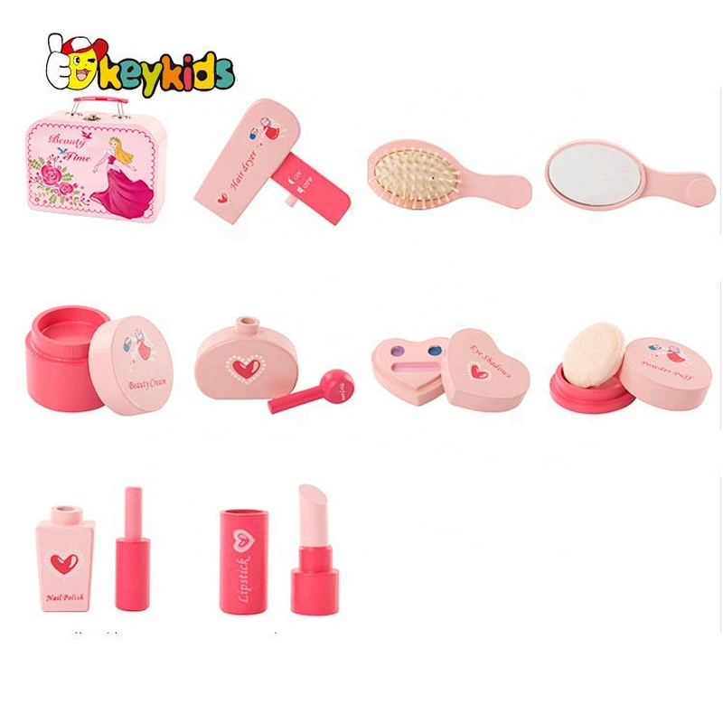 Customize simulation play wooden doll makeup kit for girls W10D271