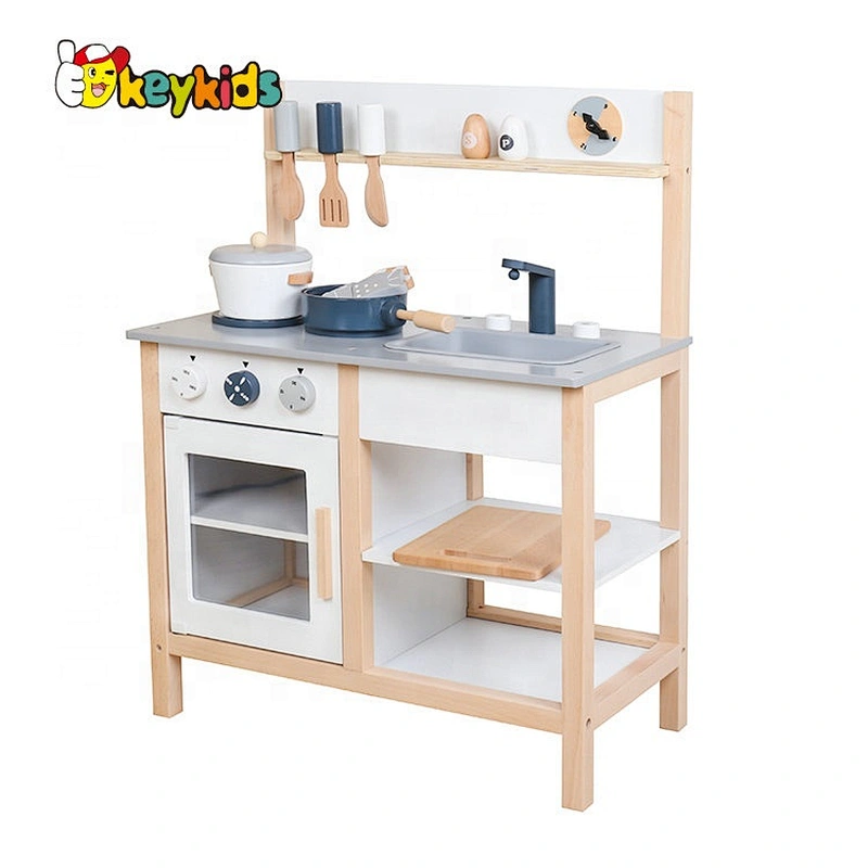 Top sale pretend cooking games wooden role play kitchen set for children W10C457