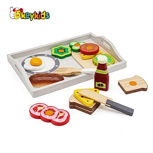 New Arrival Wooden Kitchen Food Toys With Tray W10B272