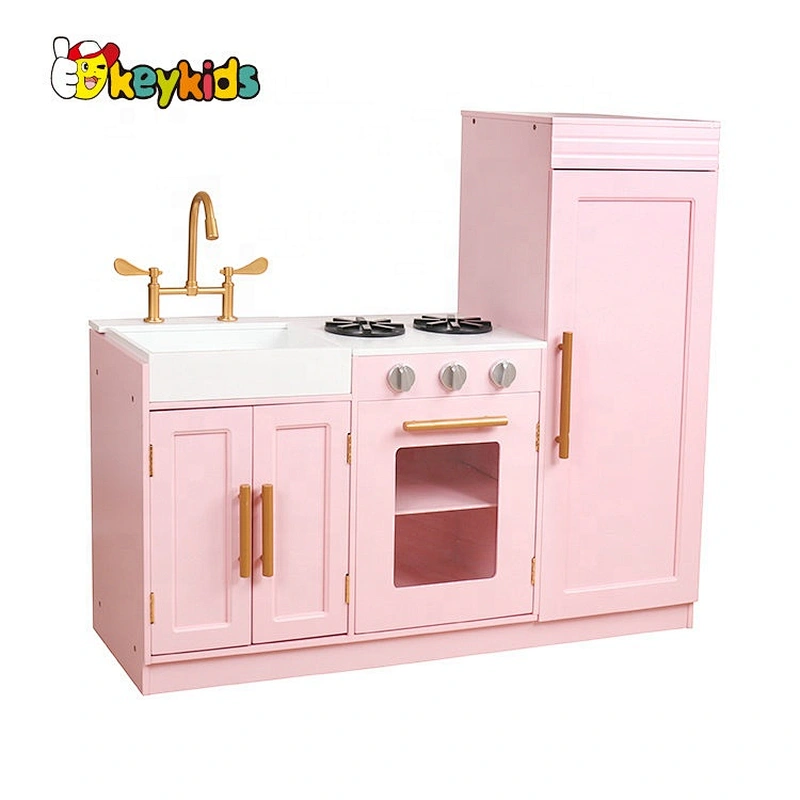 New released pretend wooden pink kitchen play set for children W10C479