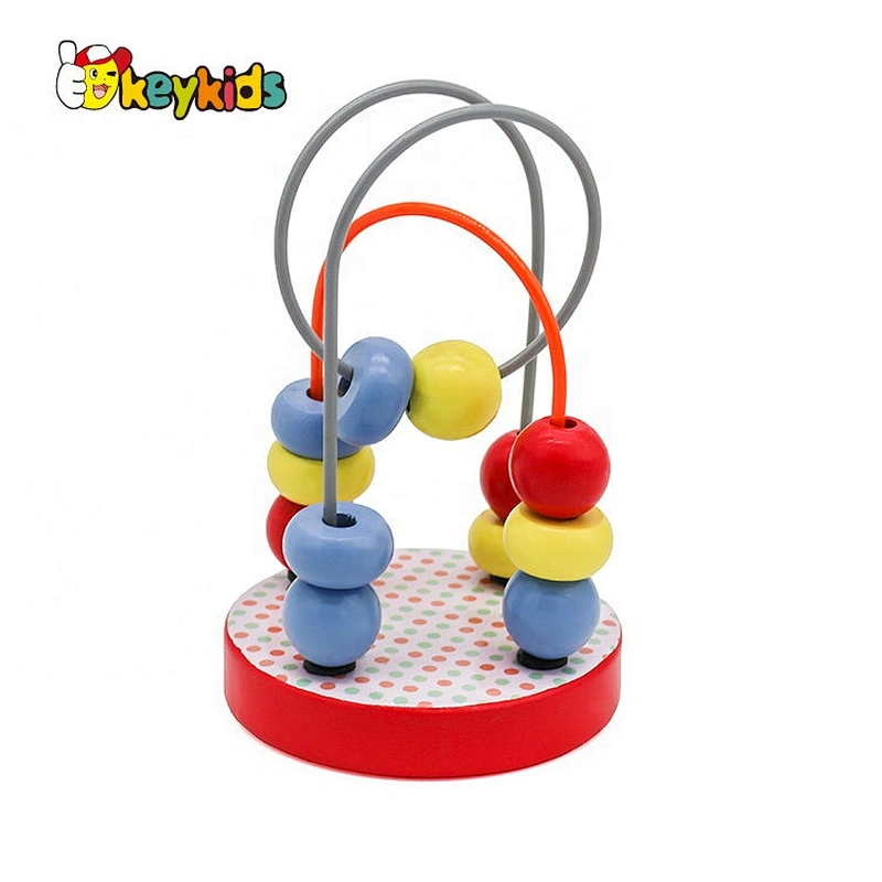 Customize colored wooden bead maze toy for baby W11B261
